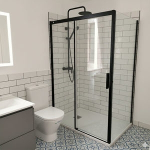 Mampara de ducha de 1 puerta corredera y 1 Fijo VR/FDC500+Lateral